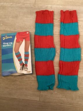 Dr. Seuss Red & Teal Striped Leg Warmers